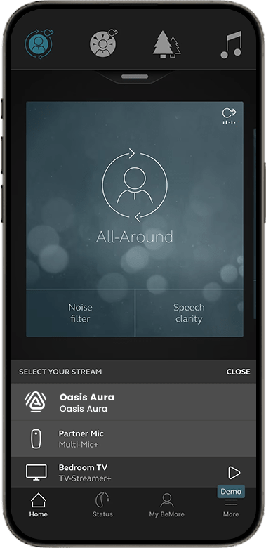 Danalogic BeMore broadcast selection screen