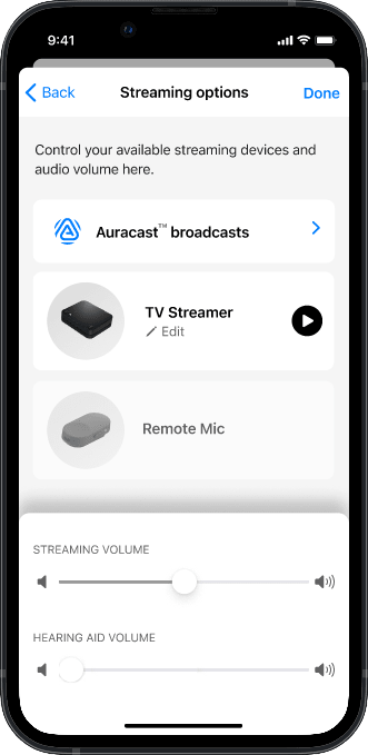My Starkey Auracast broadcast option