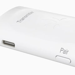 Audiplex 2403S Wireless Transmitter Receiver System, features 3.5mm AUX and optical input, LED indicator, power switch, and independent volume control.
