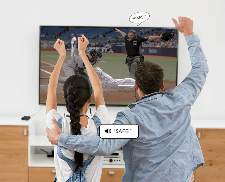 HT4186-Q Wireless Earbuds for TV watching with no audio delay and support for two headphones simultaneously with indepdent volume control