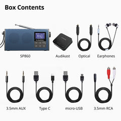 Audikast 4860 Wireless Speakers for TV & FM Radio 2-in-1 for seniors, includes PS850 speaker and Audikast transmitter for easy setup.