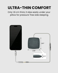 Slumber Mini Ultra-Thin Wired Pillow Speaker for Sleeping, USB-C and AUX, only 1.8 cm thick, slips under pillow for pressure-free side sleeping all night.