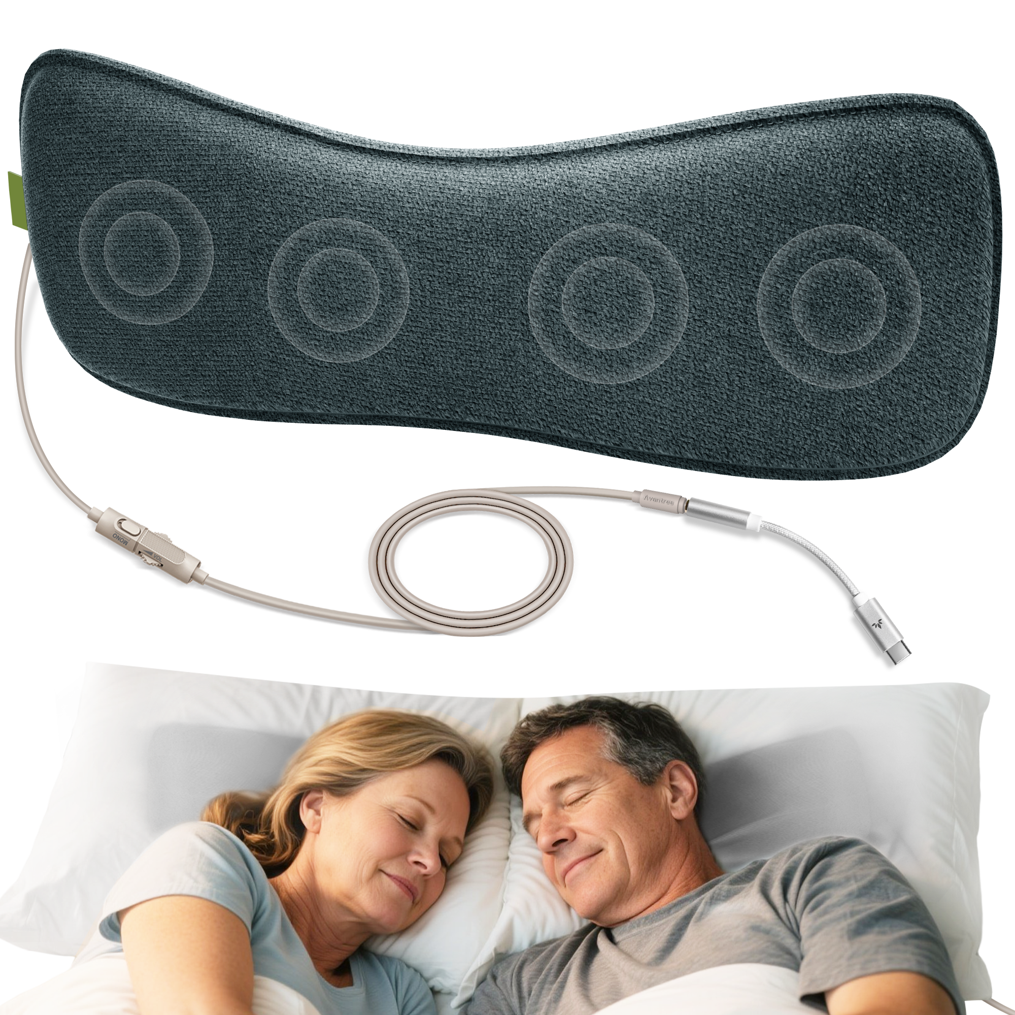 Slumber B Wired Pillow Speaker for Sleeping with Low-Volume Audio and No Charging Needed

