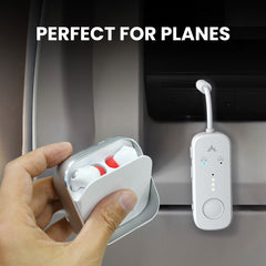 Sky Infinity NC Noise-Canceling Earbuds & Adapter ideal for flights and everyday listening. 
