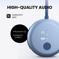 SoundJet R1 Airplane Bluetooth Adapter for Headphones and AirPods, Qualcomm aptX Adaptive and aptX HD , Bluetooth 5.3, high-quality audio