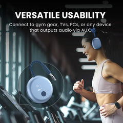 SoundJet R1 Airplane Bluetooth Adapter for Headphones and AirPods, connects to gym equipment, TVs, PCs, and any device with AUX audio output.
