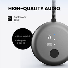 SoundJet R1 Airplane Bluetooth Adapter for Headphones and AirPods, Qualcomm aptX Adaptive and aptX HD , Bluetooth 5.3, high-quality audio