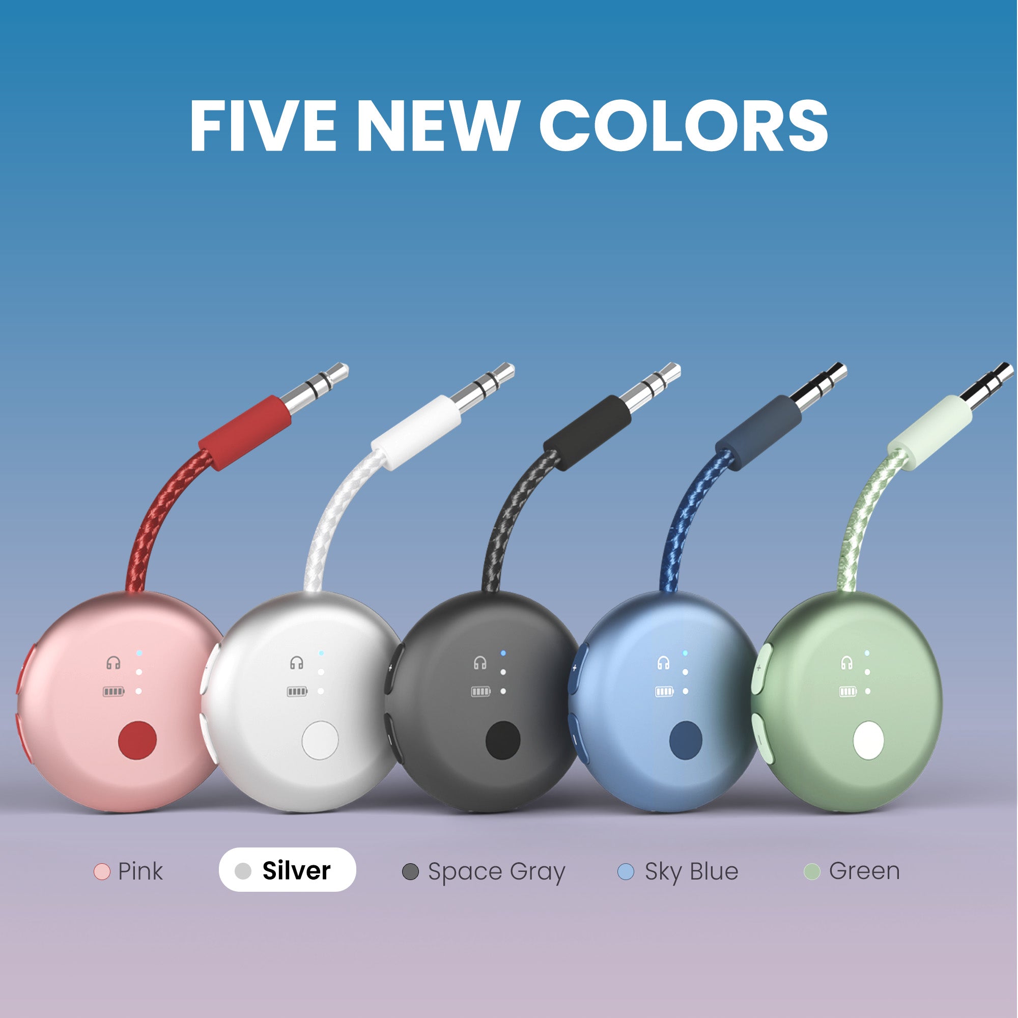 SoundJet R1 Airplane Bluetooth Adapter for Headphone and Airpods wtih 3.5 mm AUX plug, 5 stylish colors