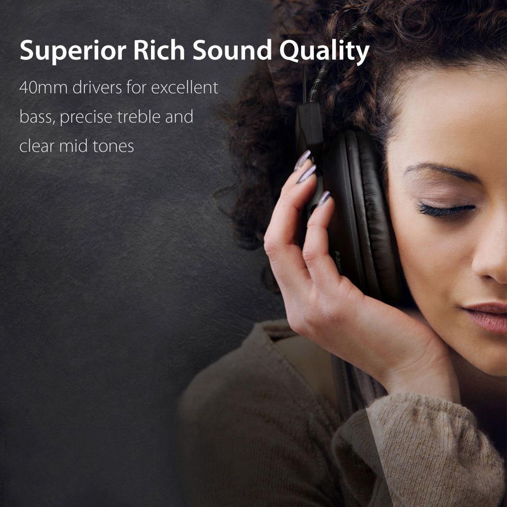 Audition Bluetooth Over-Ear Headphones with Built-in Mic, 40mm drivers deliver bass, clear mids, and precise treble.