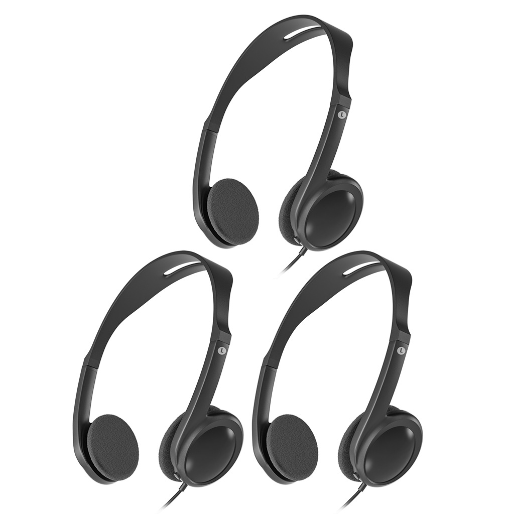 Wired on ear headphones for school classroom students