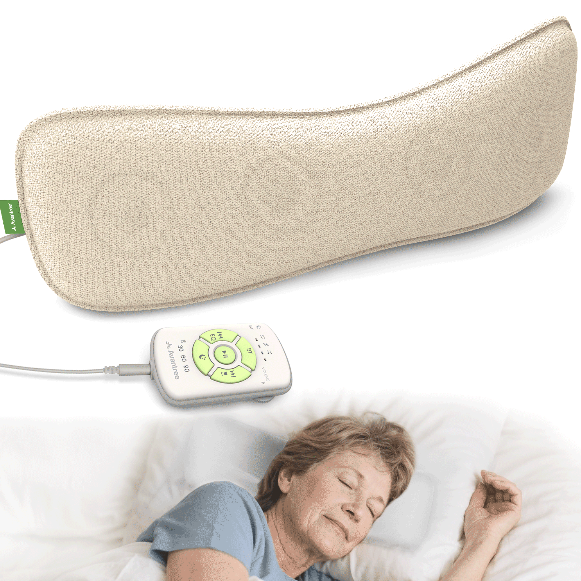 Slumber 2 Bluetooth Pillow Sleep Headphones with 4 Flat Speakers and White Noise, Bluetooth, AUX & White Noise for seniors 
