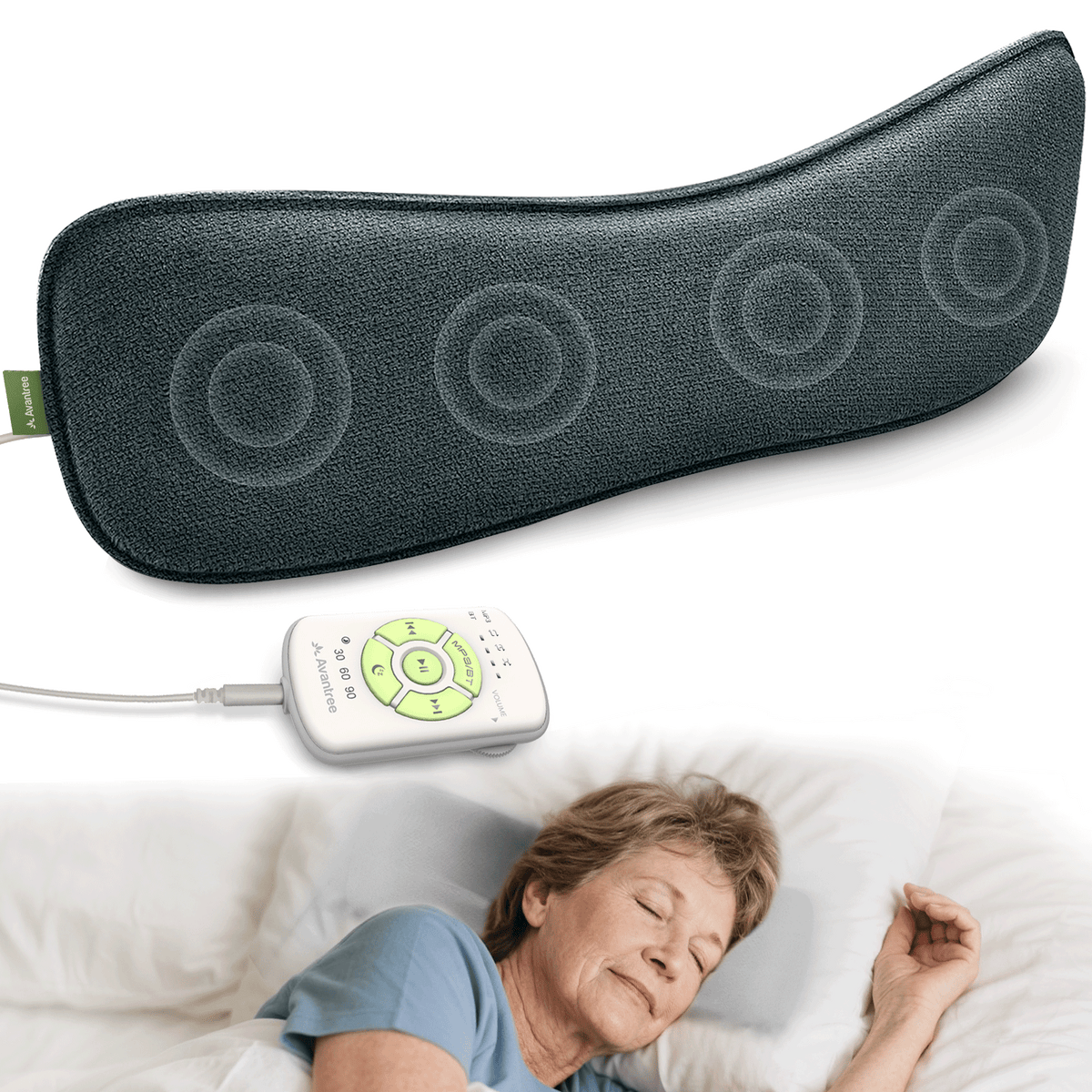 Slumber 2 Bluetooth Pillow Sleep Headphones with 4 Flat Speakers and White Noise, Bluetooth, AUX & White Noise for seniors 
