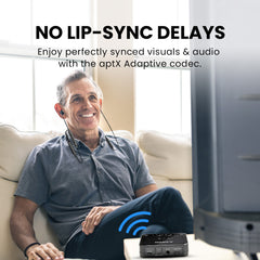 HT4186-Q Wireless Earbuds for TV Watching, supports aptX Adaptive for synchronized audio, no lip-sync delay.