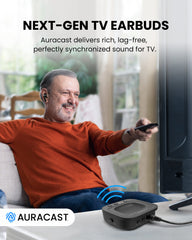 Aura Focus Auracast TV Earbuds with Dual-Mode and 2-in-1 Charging Dock,  synchronized TV audio, lag free.