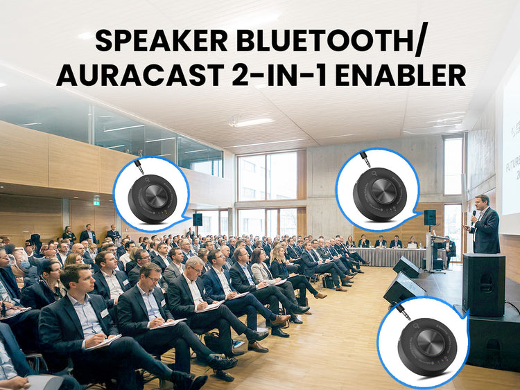 AuraLink Speaker Bluetooth/Auracast 2-in-1 Enabler via 3.5mm, for lecture halls and events 