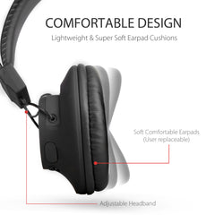 Audition Bluetooth Over-Ear Headphones with Built-in Mic, lightweight design with soft earpads and adjustable headband.