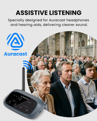 Oasis Aura Long-Range Auracast Audio Transmitter for churches, streams audio to Auracast hearing aids for clearer sound