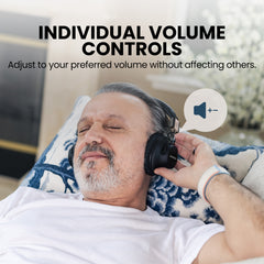 Quartet 2 Wireless Group Listening Headphones Set for TV, church and venues. Independent volume control lets each listener adjust audio without affecting others.