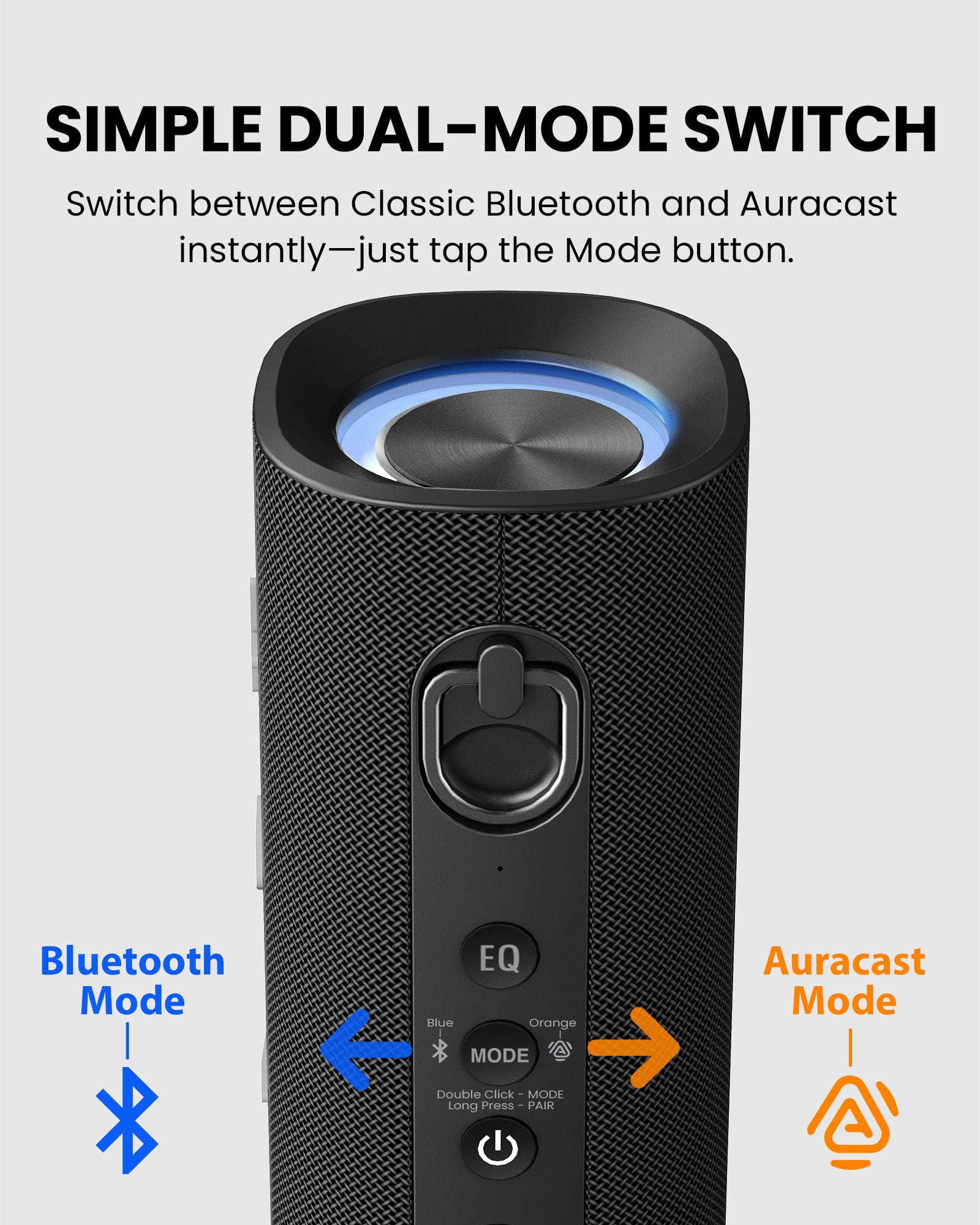 Harmony A1 Solo Bluetooth Speaker with Auracast Expansion features dual modes for both Bluetooth and Auracast connectivity.