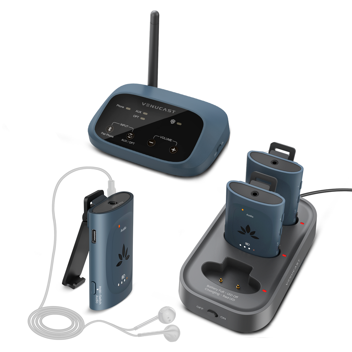 AuraPlex M3 Auracast Transmitter and Receiver for Churches & Public Spaces. Compatible with Auracast enabled hearing aids and headphones.