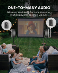 Audiplex Group Listening System for Churches, home and venues. Shares one audio source with multiple speakers via AUX connections.