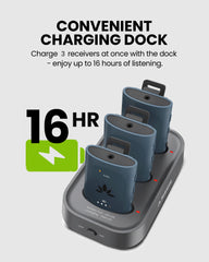 AuraPlex M3 Auracast Venue Transmitter and  Receiver for churches, and public spaces, with charging dock and up to 16 hours listening time.