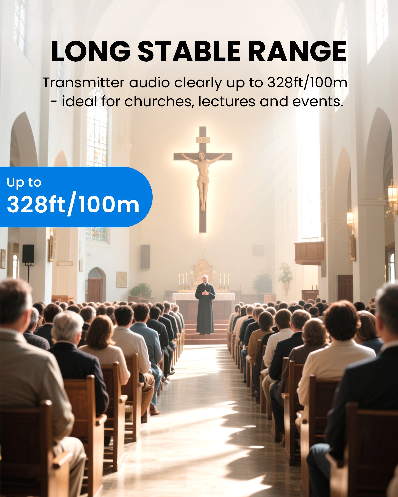 Audiplex M3 & MX Add-On Transmitter 2.4GHz Wireless transmitter  for churches, classrooms, and public venues with up to 327 ft range.
