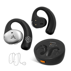 Medley Pebble 2 Open-Ear Auracast TV Earbuds Set for seniors. Wireless listening at your own volume, compatible with Auracast hearing aids.