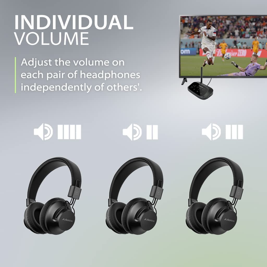 Add-on 2.4G RF wireless headphones for the Avantree Shift with independent volume control