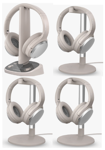 3D Theater Pack |3D Surround Sound Headphones for Home Theater. 4 Pack Premium Auracast 3D Surround Sound Headphones & Charging Dock for Home Theater