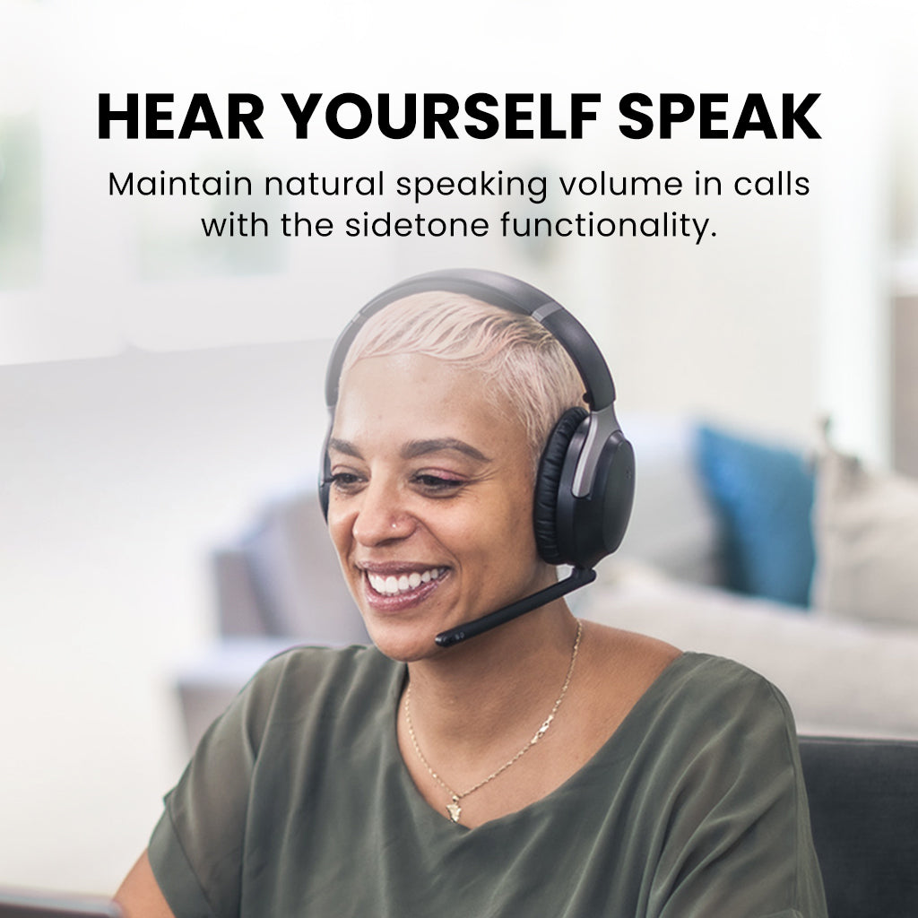 Aria 3 Noise Cancelling Headphones with Mic, featuring sidetone so you can hear your voice naturally during calls and meetings.