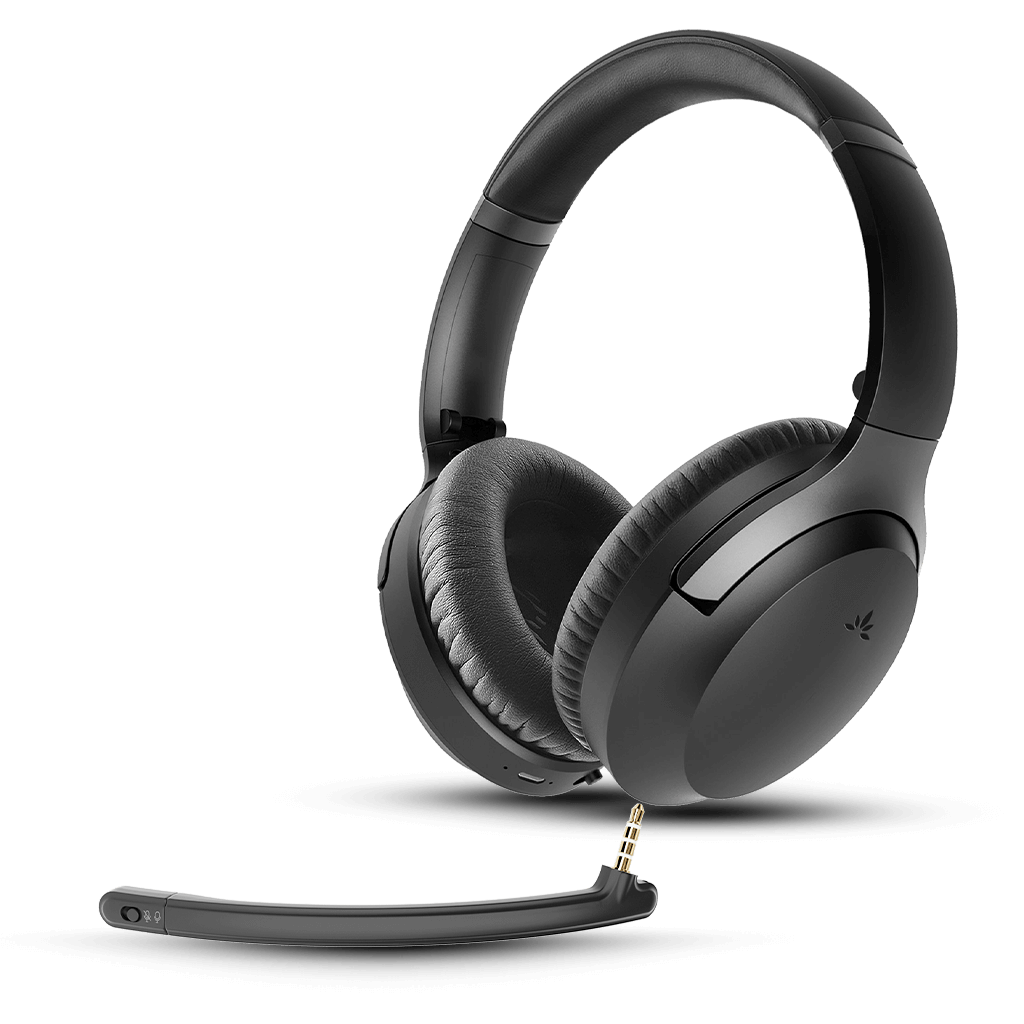 Aria 3 Noise Cancelling Headphones with Mic, detachable boom microphone for calls, meetings, gaming, music, and everyday use.
