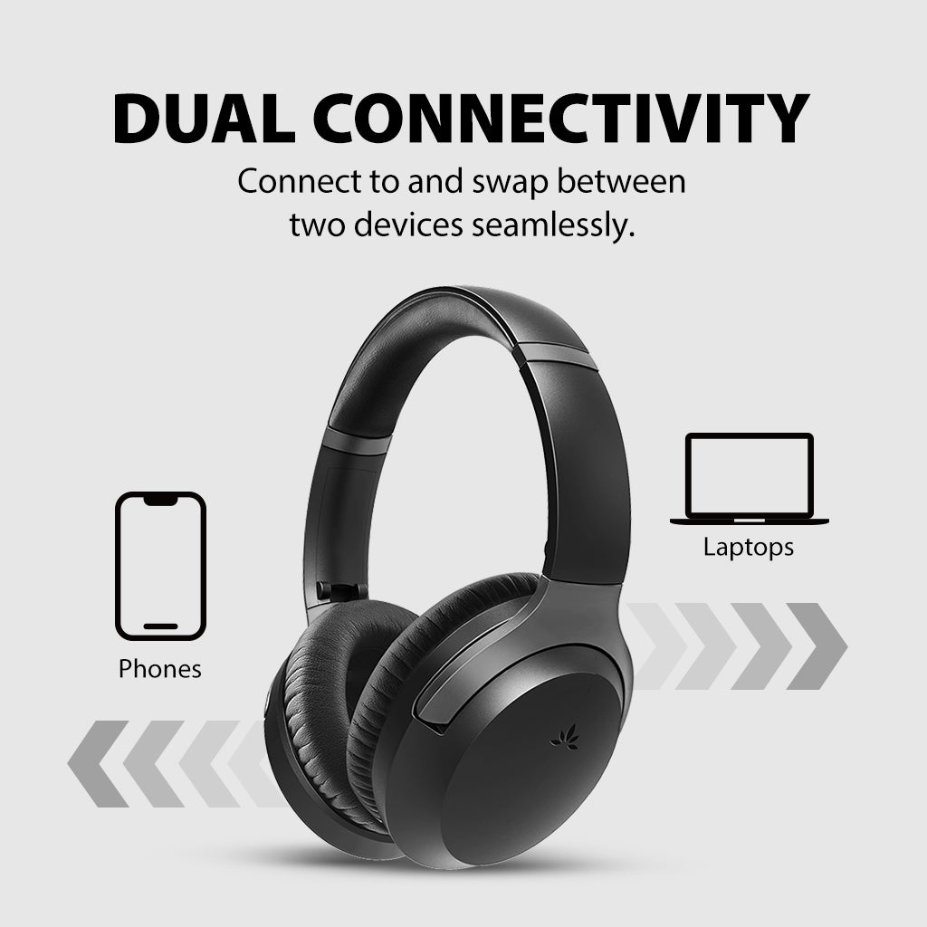 Aria Pro 3 Wireless Headset with Microphone for PC, dual connection with PC and phone for seamless switching between calls and work.