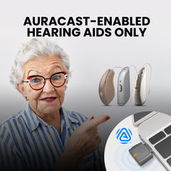 C82 Aura USB Auracast Audio Transmitter Adapter for USB-C PCs, tablets, and smartphones, compatible with Auracast hearing aids
