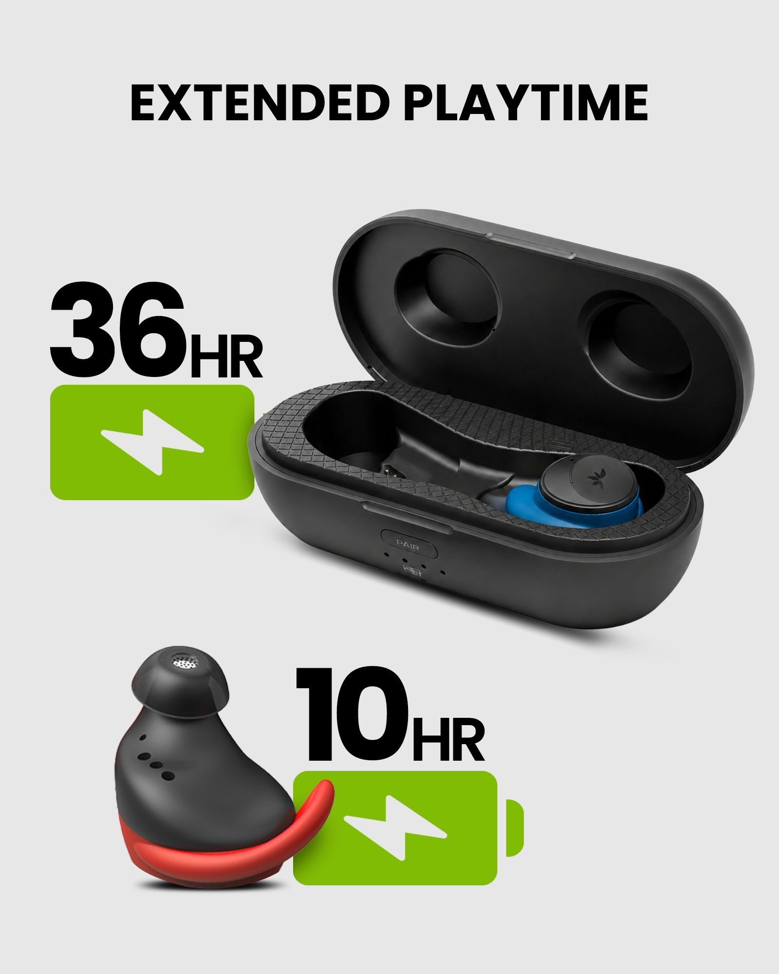 Ace Aura Auracast & Bluetooth Earbuds for TV, gym, and public use, up to 36 hours with charging case and 10 hours on earbuds.