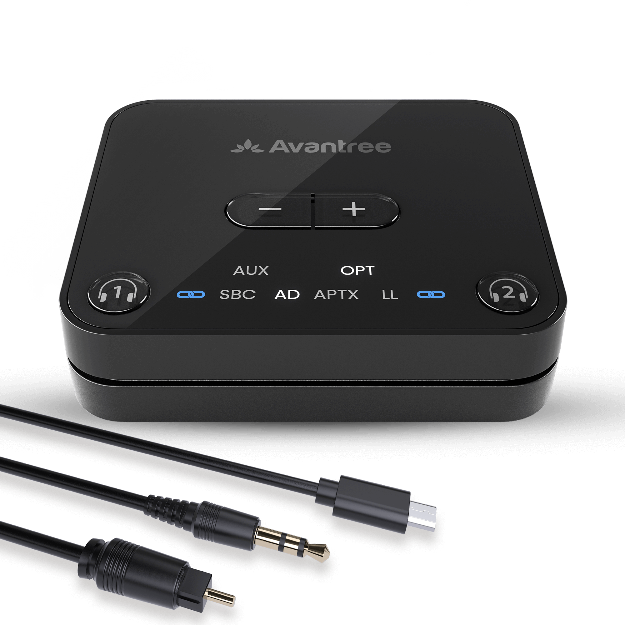 Audikast 3 Bluetooth Audio Transmitter for TV, Bluetooth 5.3 aptX Low Latency Audio Transmitter for TV, Support optical, dual link for 2 headphones and volume control