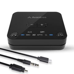 Audikast 3 Bluetooth Audio Transmitter for TV, Bluetooth 5.3 aptX Low Latency Audio Transmitter for TV, Support optical, dual link for 2 headphones and volume control