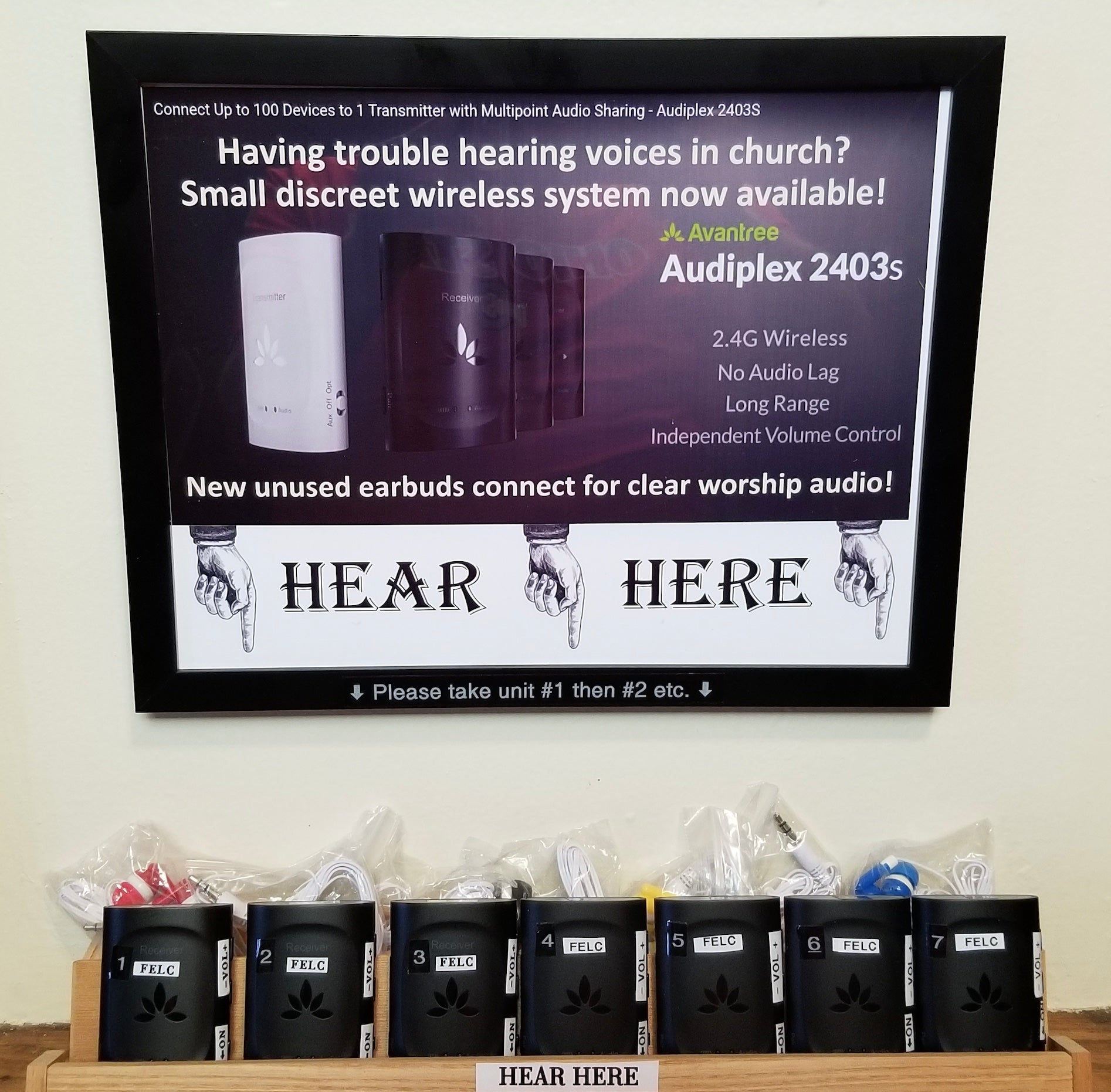 Audiplex 2403S Wireless Transmitter Receiver System, 2.4GHz wireless with no audio delay, long range, with independent volume control.