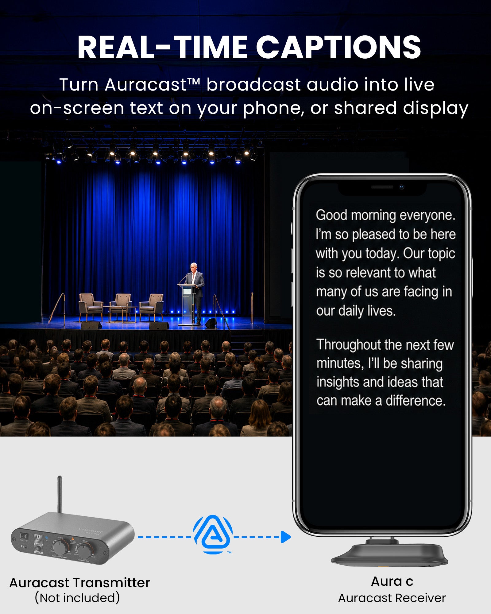 Aura C | Auracast Receiver for phones to receive broadcasts