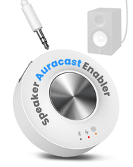 AuraLink Bluetooth Auracast Receiver for wired speakers and audio systems, adds Bluetooth and Auracast streaming via 3.5mm AUX or RCA connections.