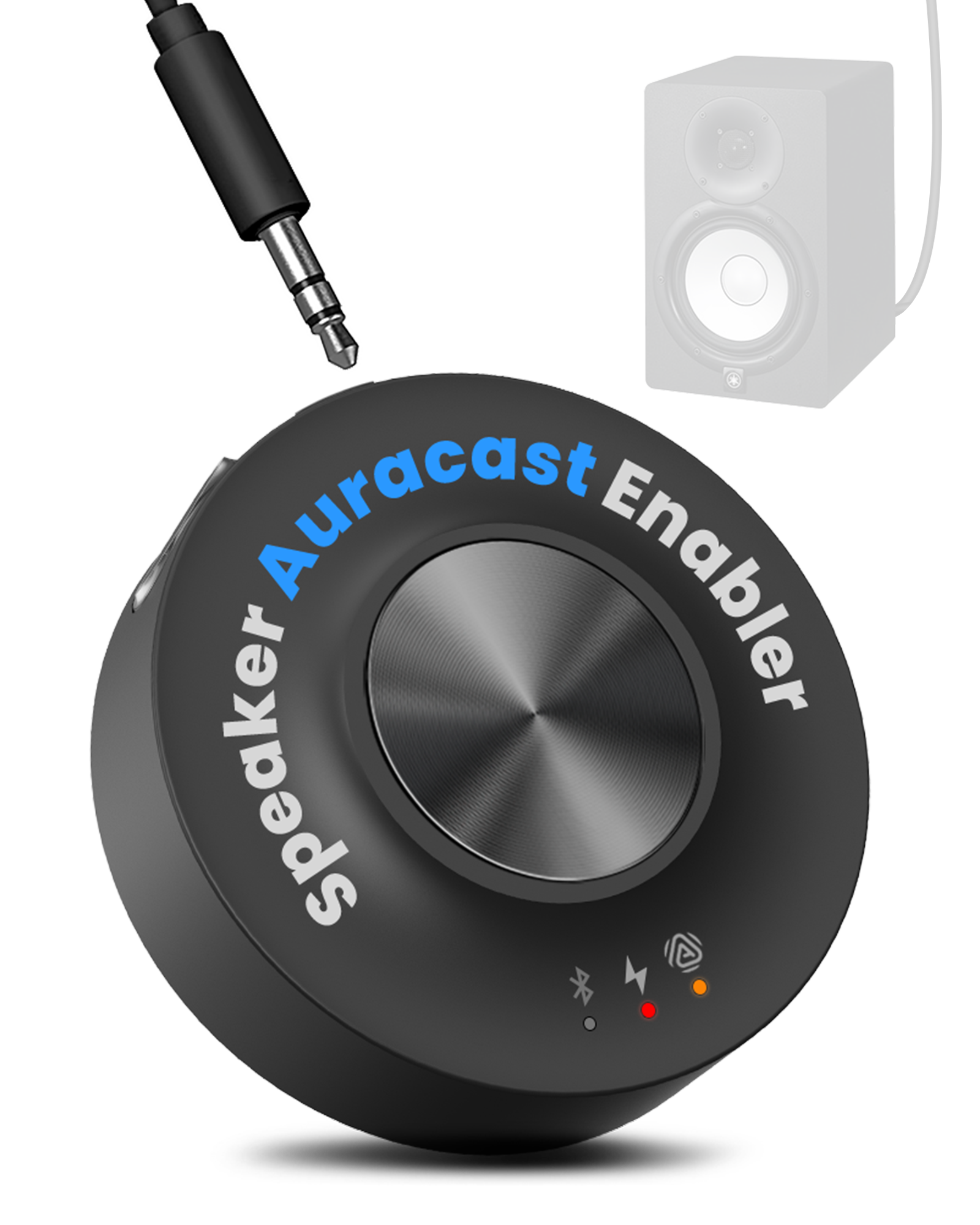 AuraLink Bluetooth Auracast Receiver for wired speakers and audio systems, adds Bluetooth and Auracast streaming via 3.5mm AUX or RCA connections.