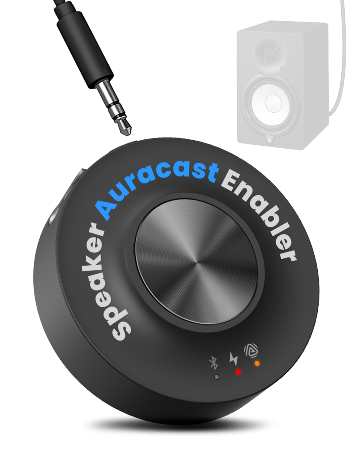 AuraLink Bluetooth Auracast Receiver for wired speakers and audio systems, adds Bluetooth and Auracast streaming via 3.5mm AUX or RCA connections.