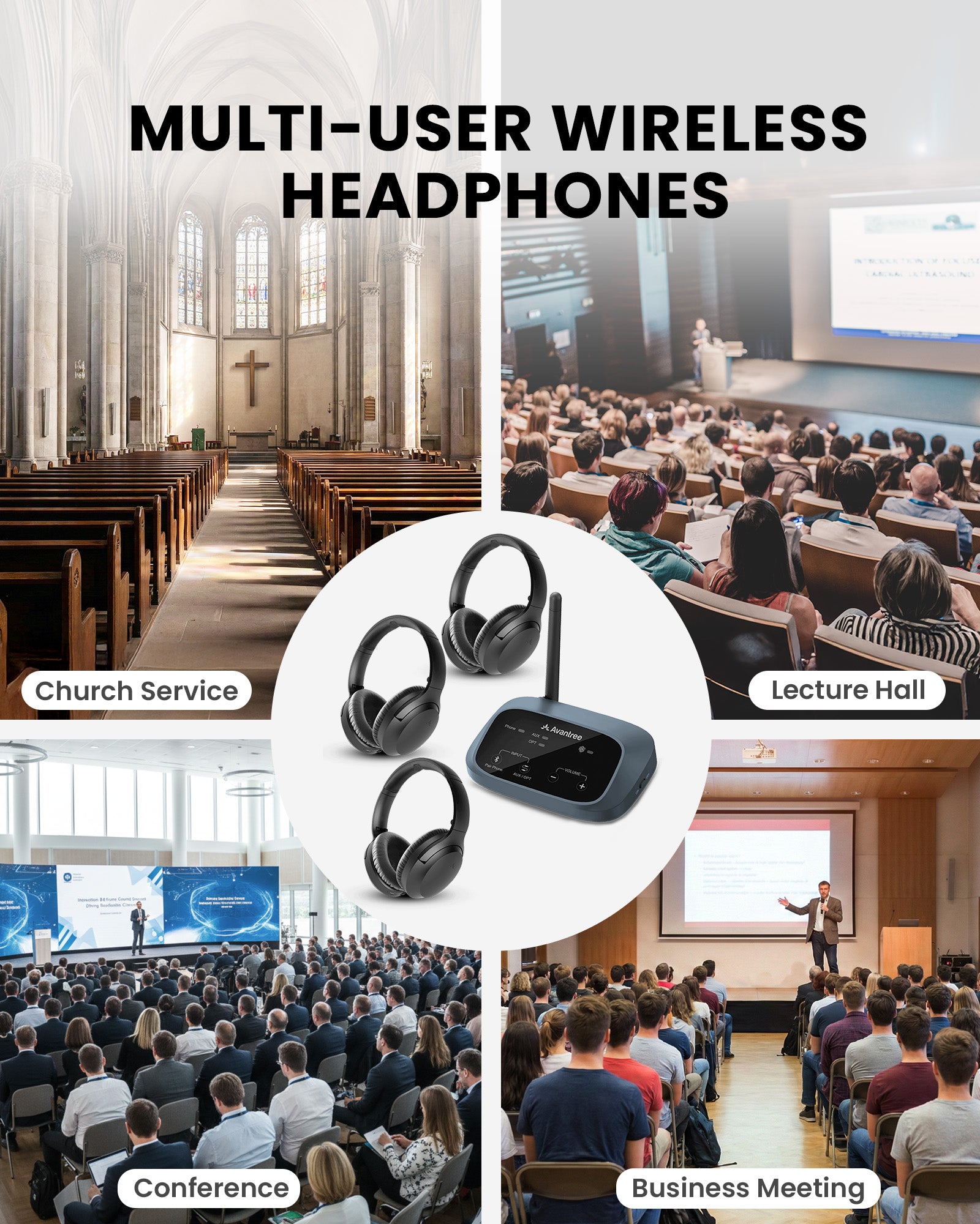 AuraPlex H4, Auracast Wireless Listening System. Best for small venues, training sessions, and group listening