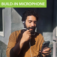 E171 Over-the-Ear Wired Earbuds, 3.5mm AUX connection with built-in microphone for clear calls.