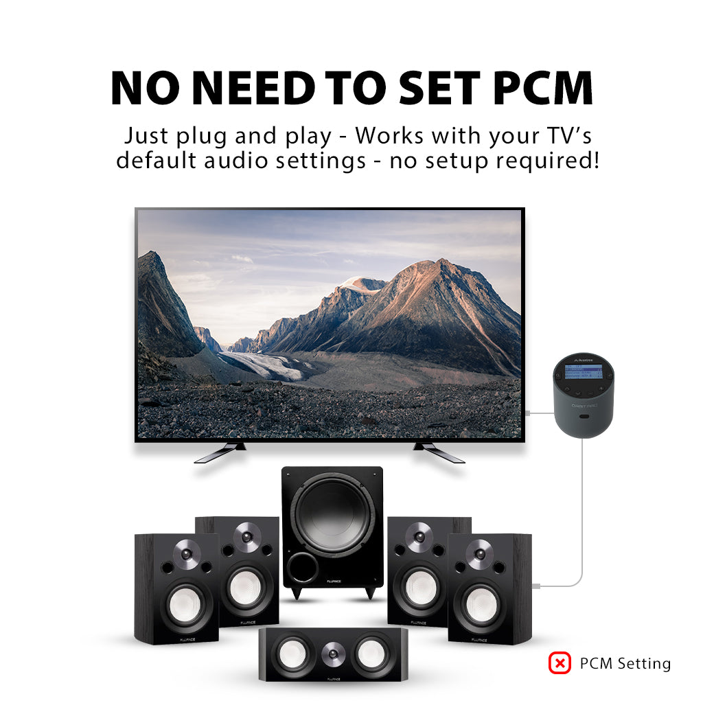 Orbit Pro Bluetooth Transmitter for TV. Works with TVs defualt audio settings.