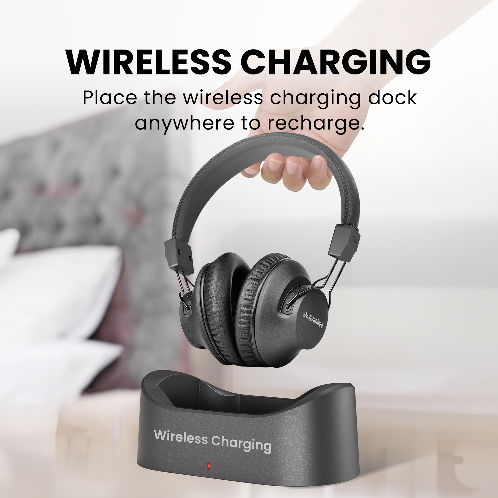 HT5009 Plus Wireless TV Headphones with cleare voice for shared spaces and seniors, wireless charging 