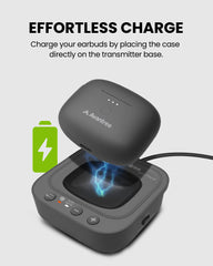 Aura Focus  Auracast TV Earbuds with Dual-Mode & 2-in-1 Charging Dock, cable-free dock charging keeps earbuds powered and ready.