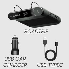 Roadtrip Handsfree Car Bluetooth Speaker & Wireless FM Transmitter Kit, include 1 roadtrip, Usb car charger, USB type C