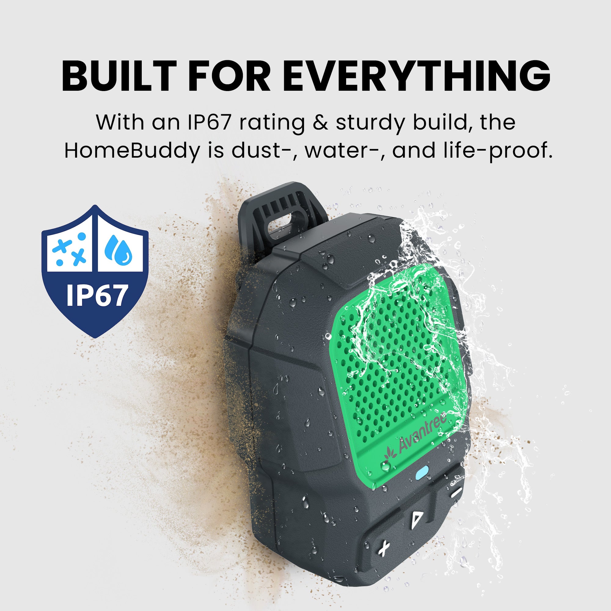 ShareCast Solo Clip-On Auracast Speaker with Bluetooth 5.4 LE Audio for any activity, with IP67-rated dustproof, waterproof, for sturdy use.