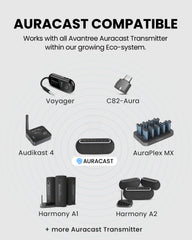 The Harmony A2 Solo Premium Sound LE Audio Auracast Speaker works with Avantree ecosystem and supports connection with multiple Auracast-enabled devices.